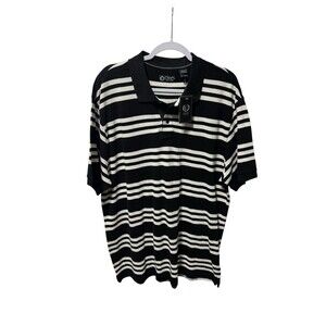 Chaps Men’s Polo Size XL NWT Black And White Stripes 100% Cotton